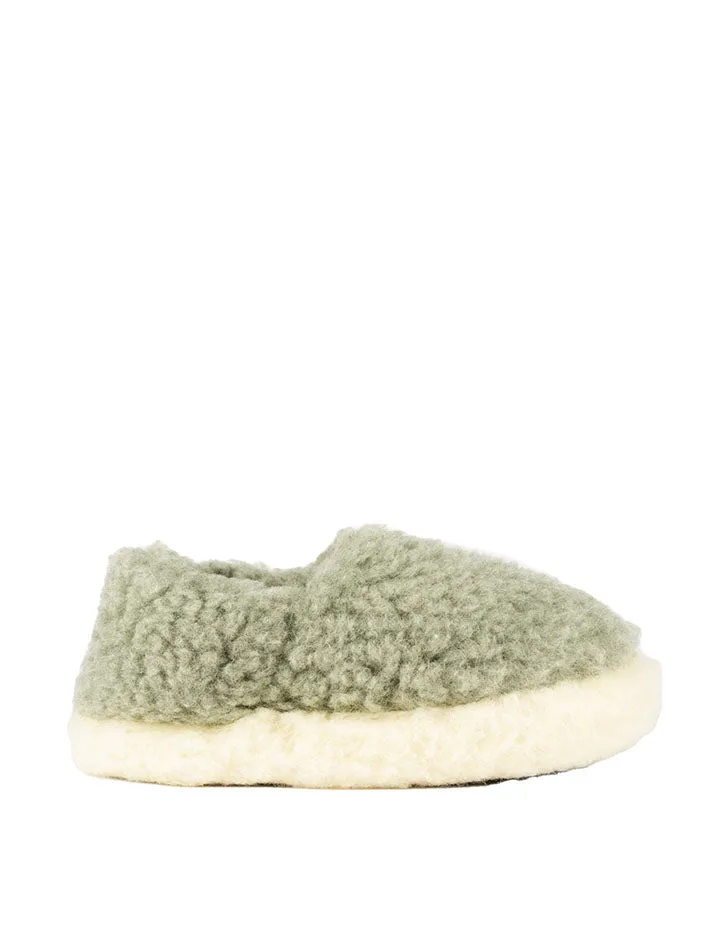 Yoko Wool Womens Siberian Wool Slippers Green