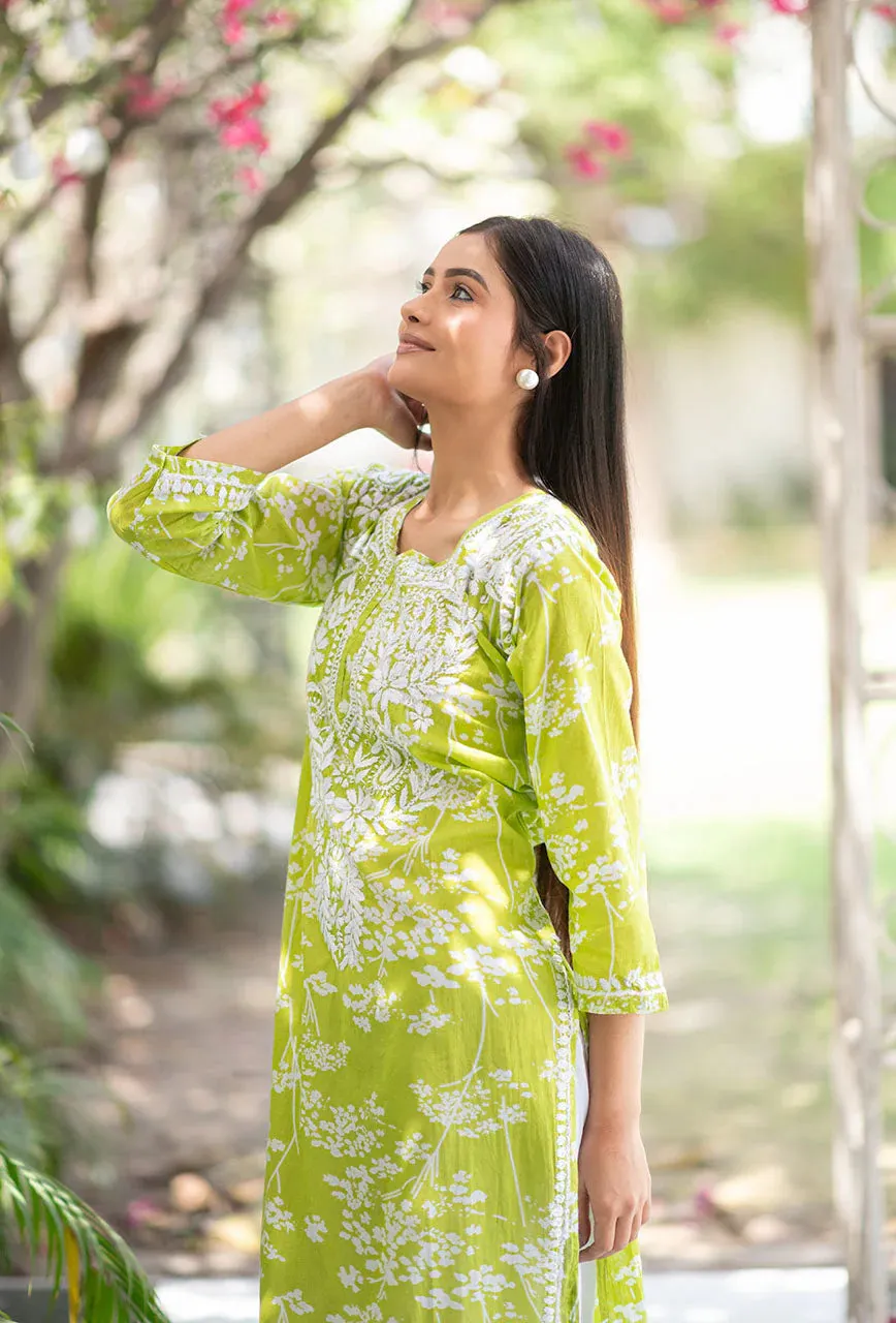 Zainab Chikankari Mulmul Straight Kurti