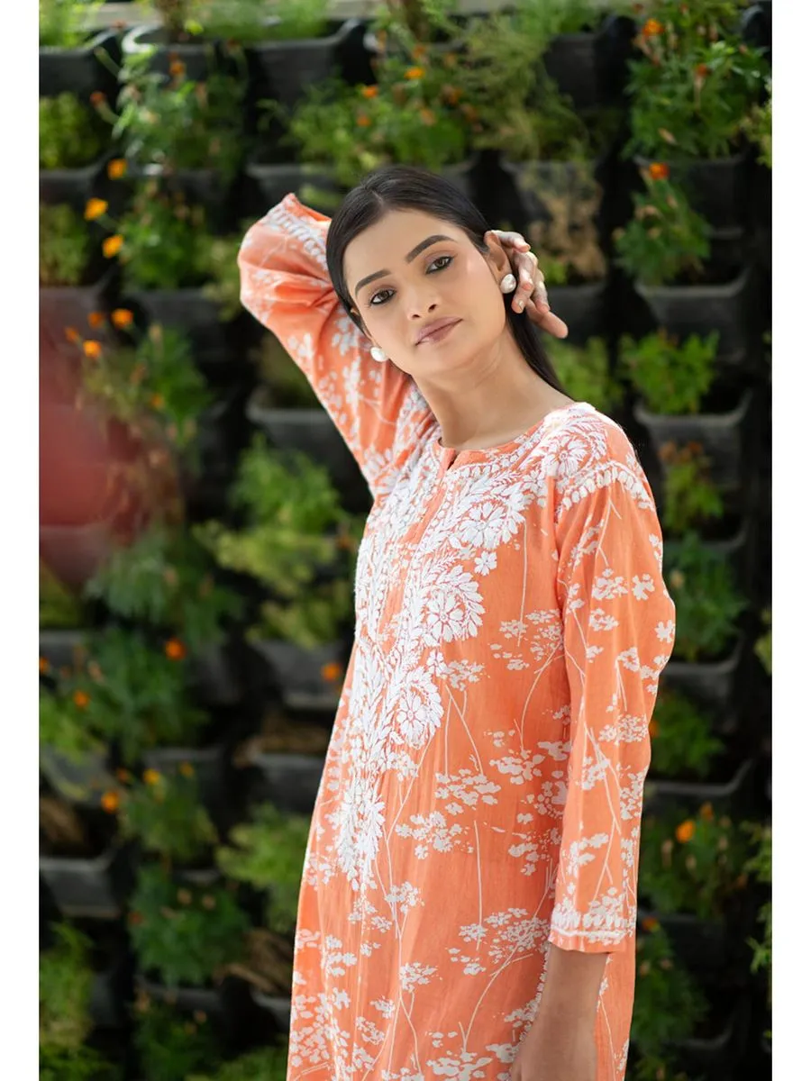 Zainab Chikankari Mulmul Straight Kurti